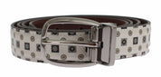 White Silk Bowtie Leather Men Belt Gift Box