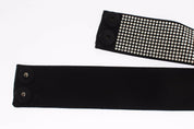 Black Silk Clear Crystal Bow Waist Belt