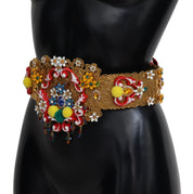Embellished Floral Crystal Wide Waist Carretto Belt
