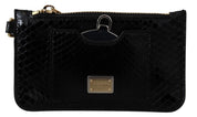 Black Leather Coin Purse Wristlet Mirror Agnese Wallet