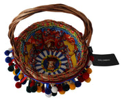Multicolor Cotton Embellished Agnese Basket Tote Bag