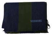 Blue Green Wool Unisex Neck Wrap Shawl Blue