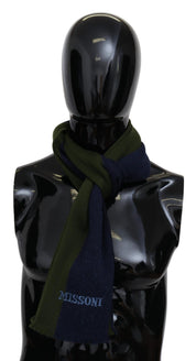 Blue Green Wool Unisex Neck Wrap Shawl Blue