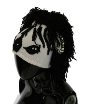 Dolce & Gabbana Black White Knitted Cashmere Animal Design Hat