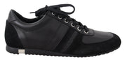Black Logo Leather Casual Sneakers Shoes