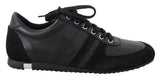 Black Logo Leather Casual Sneakers Shoes