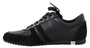 Black Logo Leather Casual Sneakers Shoes