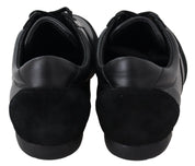 Black Logo Leather Casual Sneakers Shoes