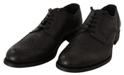 Black Leather Oxford Wingtip Formal Dress Shoes