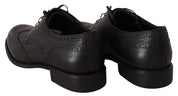 Black Leather Oxford Wingtip Formal Dress Shoes