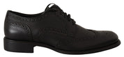 Black Leather Oxford Wingtip Formal Dress Shoes