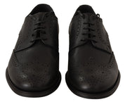 Black Leather Oxford Wingtip Formal Dress Shoes