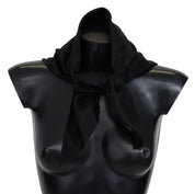 Black Wool Knit Unisex Neck Wrap Shawl Scarf