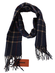 Black Checkered Unisex Neck Wrap Fringes Scarf