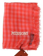 Orange Check Cashmere Unisex Wrap Fringes Scarf