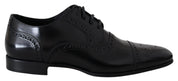 Black Leather Men Derby Formal Loafers Shoes