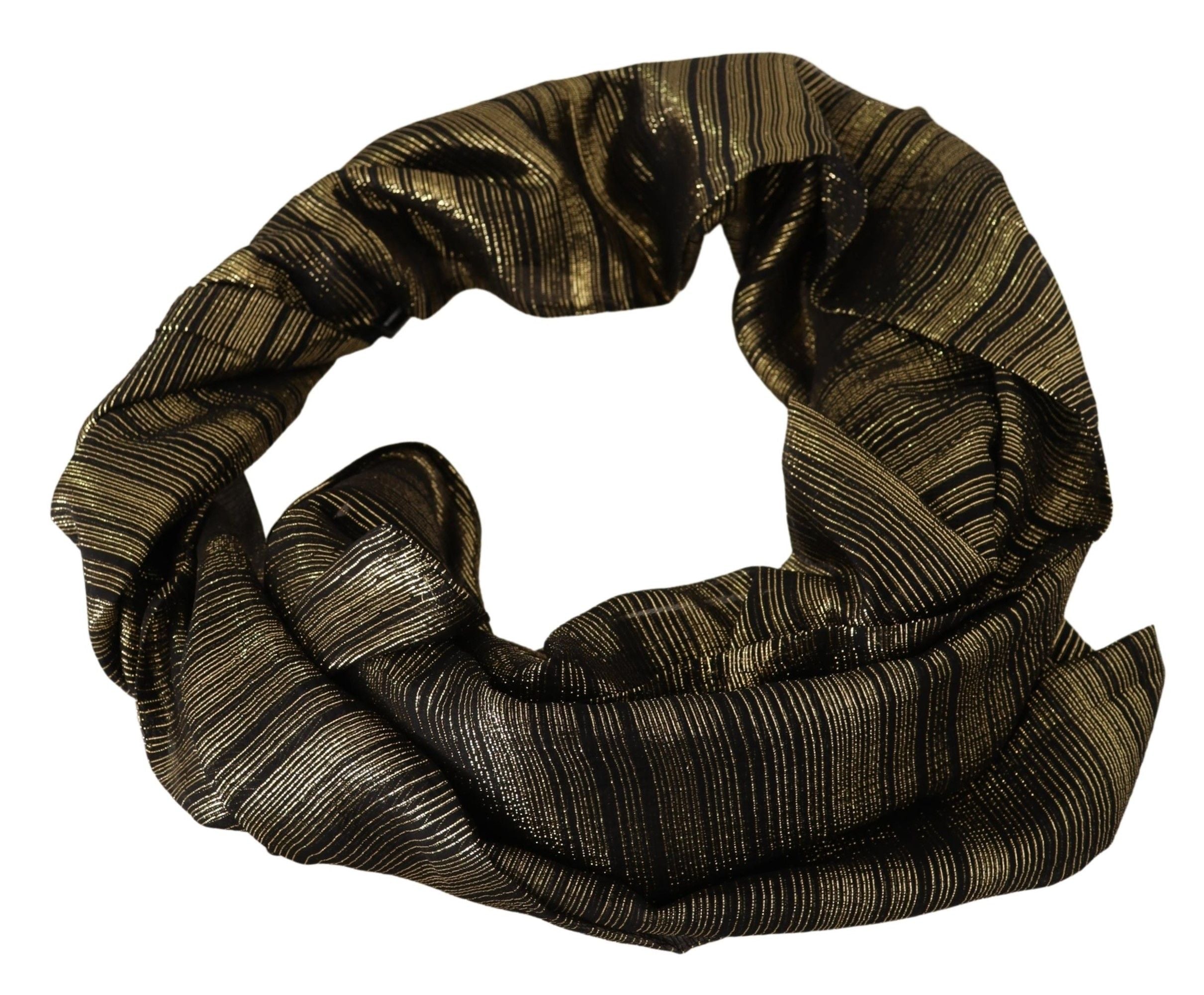 Dolce & Gabbana Metallic Gold Silk Stretch Shawl Wrap Scarf Dolce & Gabbana