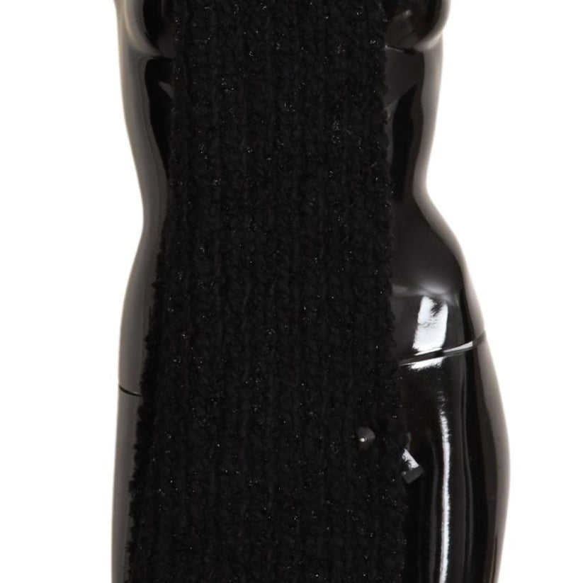 Dolce & Gabbana Black Virgin Wool Knitted Wrap Shawl Scarf Dolce & Gabbana