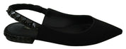 Black Flats Slingback Charmeuse Shoes