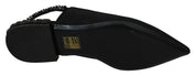 Black Flats Slingback Charmeuse Shoes