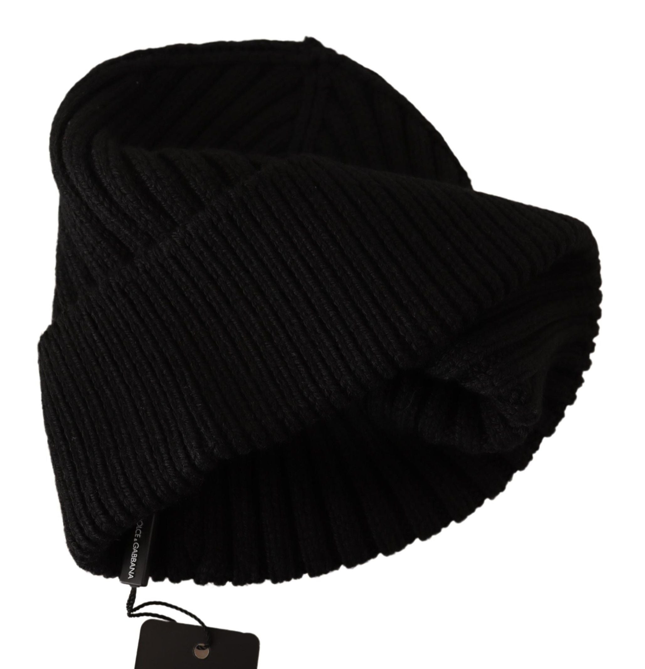 Dolce & Gabbana Black Wool Knit Women Winter Hat Dolce & Gabbana