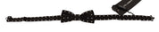 Black White Polka Dot Silk Adjustable Neck Papillon Bow Tie