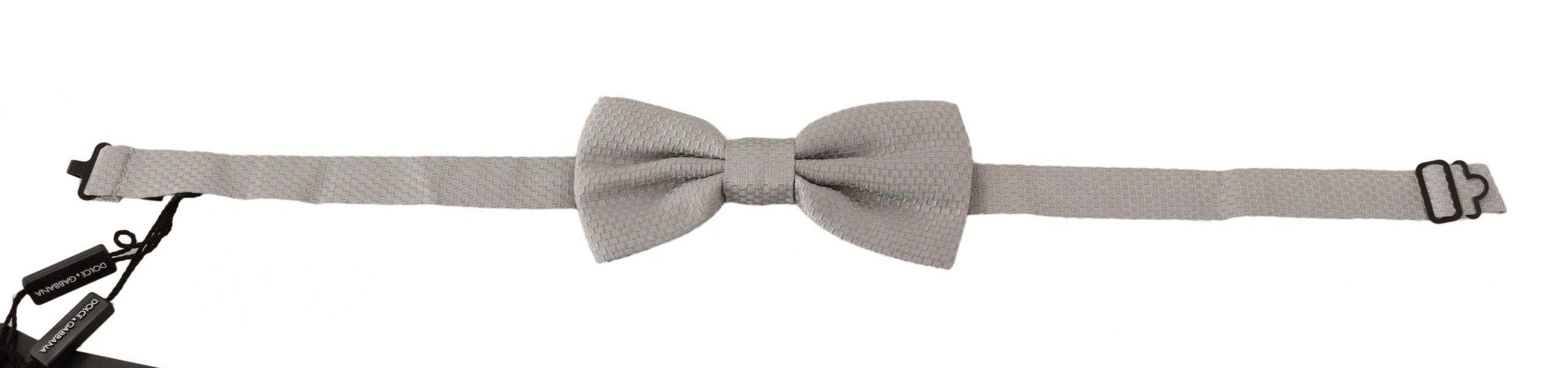 Silver Gray 100% Silk Adjustable Neck Papillon Bow Tie