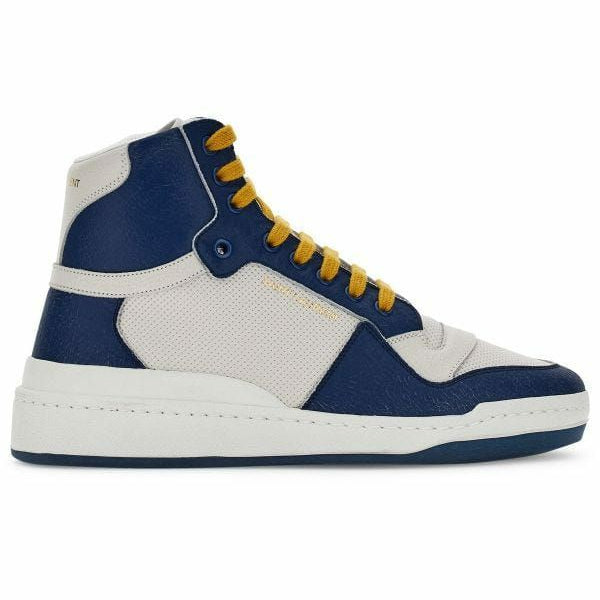 Saint Laurent Blue Calf Leather Mid Top Sneakers Saint Laurent
