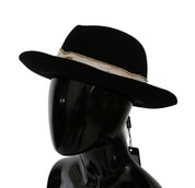 Dolce & Gabbana Black Lapin Amor Gignit Wide Brim Panama Hat Dolce & Gabbana