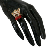 Gold Brass Resin Beige Dog Pet Branded Accessory Ring