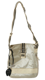 Beige Handbag Shoulder Tote Fabric Purse