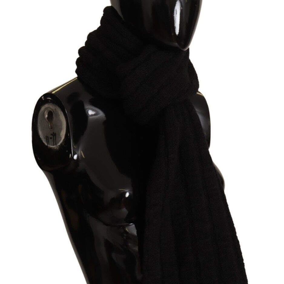 Dolce & Gabbana Black Virgin Wool Knitted Unisex Warmer Shawl Scarf Dolce & Gabbana