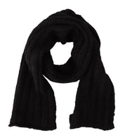 Dolce & Gabbana Black Virgin Wool Knitted Unisex Warmer Shawl Scarf Dolce & Gabbana