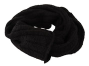 Dolce & Gabbana Black Virgin Wool Knitted Unisex Warmer Shawl Scarf Dolce & Gabbana