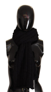 Black Virgin Wool Knitted Unisex Warmer Shawl Scarf