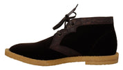 Brown Velvet Exotic Leather Boots