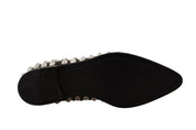 Black Leather Crystals Lace Up Formal Shoes