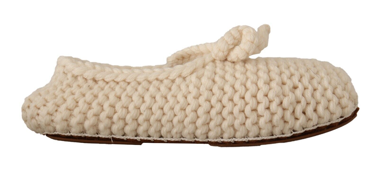 Dolce & Gabbana White Slip On Ballerina Flats Wool Knit Shoes Dolce & Gabbana