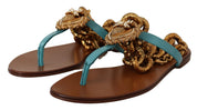 Blue Leather Devotion Flats Sandals