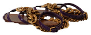 Dolce & Gabbana Purple Leather Devotion Flats Sandals Shoes Dolce & Gabbana