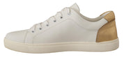 White Gold Leather Low Top Sneakers