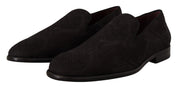 Black Floral Brocade Slippers Loafers Shoes