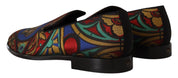 Multicolor Jacquard Crown Slippers Loafers Shoes