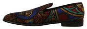 Multicolor Jacquard Crown Slippers Loafers Shoes