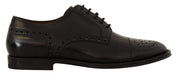 Black Leather Wingtip Mens Formal Derby Shoes