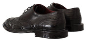 Black Leather Oxford Wingtip Formal Derby Shoes