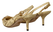 Gold Crystal Slingbacks Pumps Heels Shoes