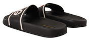 Black Leather I Love D&G Slides Sandals
