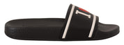 Black Leather I Love D&G Slides Sandals