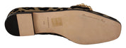 Gold Leopard Print Crystals Loafers Shoes